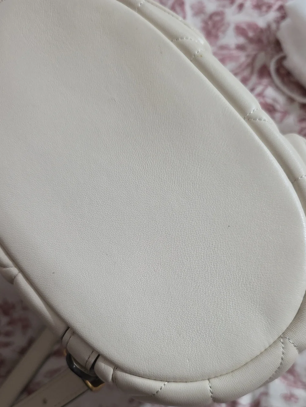Coach Tabby Quilted Chalk Leather Shoulder Bag with Gold Chain Strap